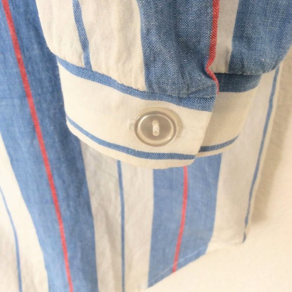 Sun Club by Catalina Vintage Striped Button Up Tunic Blouse Size Small - Picture 4 of 5